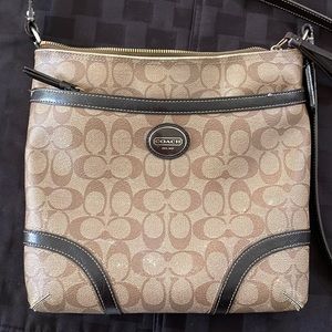 Coach Crossbody Purse - Classic Signature Brown Pattern - Vintage 2010